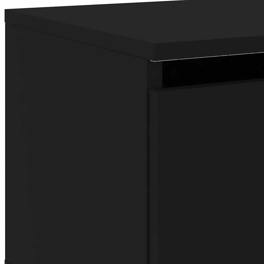 Wand-Nachttische mit LED-Leuchten 2 Stk. Schwarz